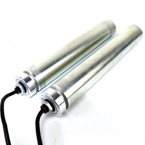 Прямой 76/82 нестандартный электрический ролик постоянного тока, встроенный двигатель, индивидуальная конвейерная лента из нержавеющей стали, синхронное колесо, оцинкованная мощность двойная строка, резиновый покрытый